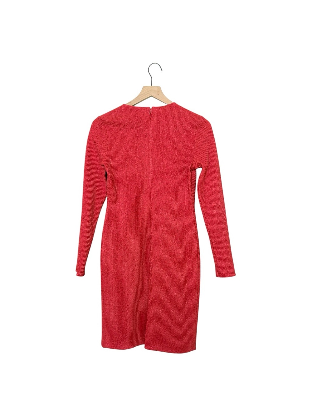 Shoshannana Red Mettalice knit Long Sleeves Bodycon Midi Dress 8 - Picture 3 of 9